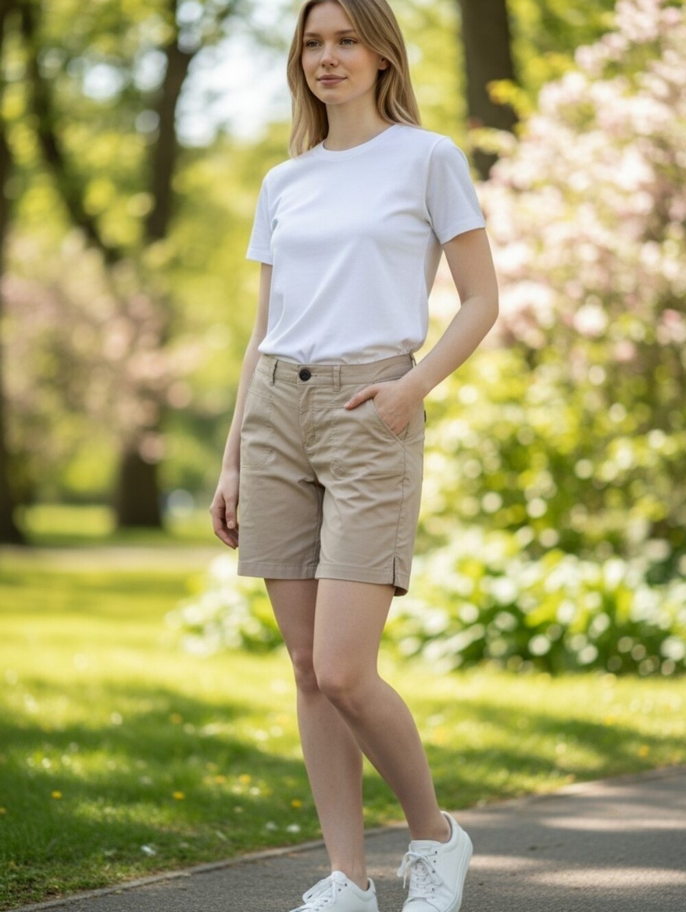 Athleta Beige Women's Chino Shorts - Classic Casual Styling